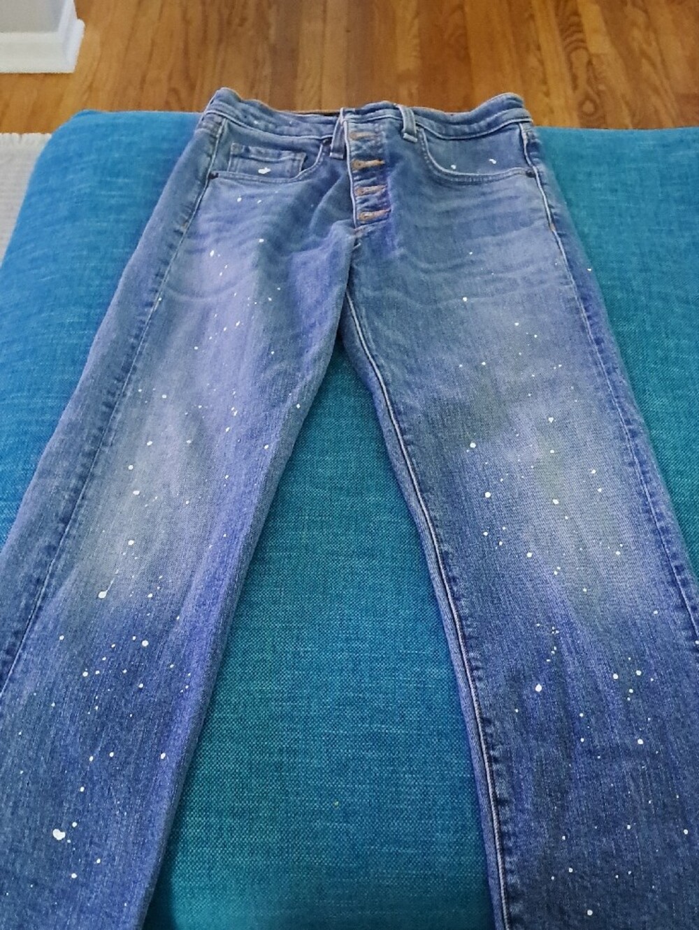 Veronica Beard Ines Paint-Splatter Button-Fly Jeans 26 - Picture 6 of 7